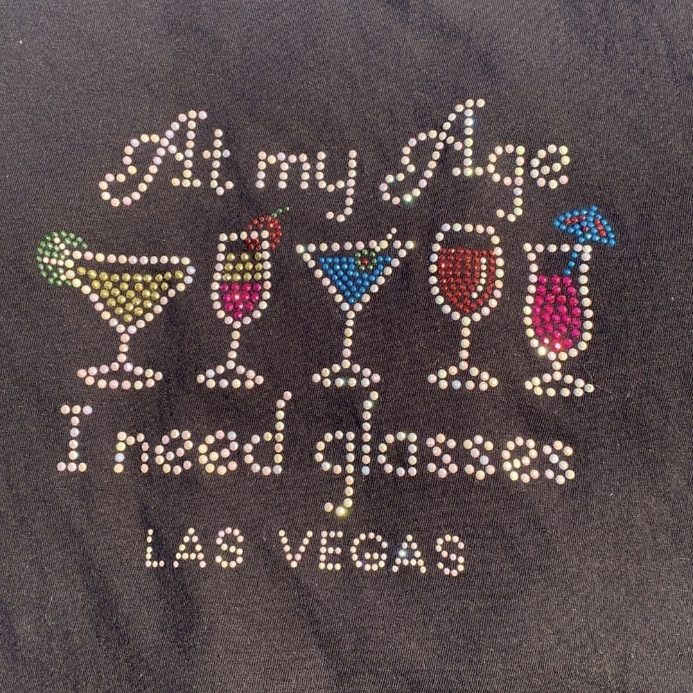 Vegas bedazzled drinking shirt soft black tee Lg​​ - Picture 2 of 5